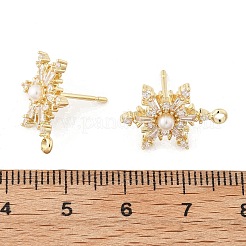 Brass Micro Pave Cubic Zirconia Stud Earring Findings&nbsp;LS-KK-K371-34G