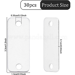 ブランクアルミプレート  2つの穴のある長方形  銀  33x13x1mm  穴：3.3mm  30個/箱&nbsp;FIND-BC0002-58