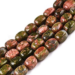 天然石ユナカイトビーズ連売り  直方体の  9~13x7.5~12.5x7.5~11.5mm  穴：1mm  約29~34個/連  13.98~15.6''（35.5~39センチメートル）&nbsp;G-T138-111