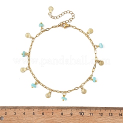 Ocean Natural Shell Chip and 304 Stainless Steel Shell Shape Tassel Paperclip Chain Necklaces for Women&nbsp;AJEW-AN00810-01