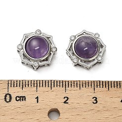 Brass Pave Natural Amethyst Multi-Strand Links&nbsp;KK-D366-01P-F