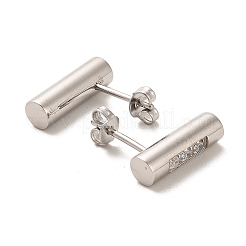 コラム 304 ステンレススチール スタッド イヤリング  キュービックジルコニア付き  ステンレス鋼色  15x4.5mm&nbsp;EJEW-D101-03P