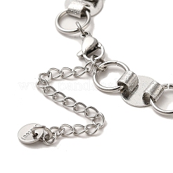 Non-Tarnish 304 Stainless Steel Flat Round Link Chain Bracelet&nbsp;BJEW-Q776-02B-01
