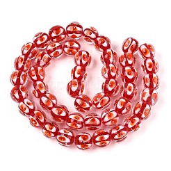 手作りランプワークビーズ連売り  二層ビーズ  ラウンド  レッド  12~12.5mm  穴：1.4~1.6mm  約45個/連  19.29インチ（49cm）&nbsp;LAMP-N028-20F
