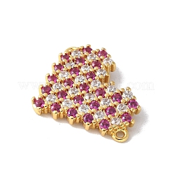 Brass Micro Pave Cubic Zirconia Heart Connector Charms&nbsp;KK-A252-28G-04