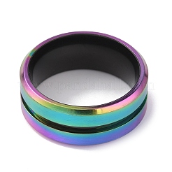 304 Stainless Steel Grooved Finger Ring for Men Women&nbsp;LS-RJEW-WH0011-09B-MC