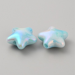 UVメッキアクリルビーズ  虹色の  ツートン  スター  空色  20x22x10.5mm  穴：3.2mm&nbsp;LS-OACR-TAC0003-06D