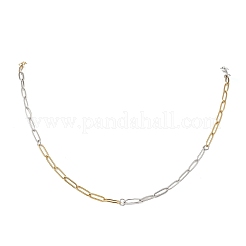 4MM Two Tone 304 Stainless Steel Paperclip Chain Necklaces&nbsp;NJEW-JN05621