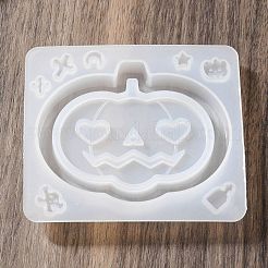 ハロウィンテーマのカボチャ/コウモリ/ゴースト DIY シリコーン流砂型  シェーカーモールド  レジン型  UVレジン用  エポキシ樹脂工芸品作り  ホワイト  6.1~7x7~8.1x1.1cm  内径：3~56x6~70mm  4個/セット&nbsp;DIY-Q030-04B