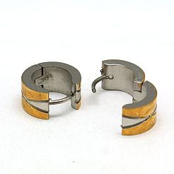 ファッション 304 ステンレススチール ハギー フープ イヤリング  低刺激性のイヤリング  金色のメッキ/ステンレスカラー  12~12.5x13~13.5x3.5~7mm  ピン：0.8mm&nbsp;EJEW-G124-M19