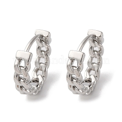 304ステンレススチールフープピアス  キューバンリンクチェーンチャーム  ステンレス鋼色  15x16x4mm&nbsp;EJEW-B142-01P