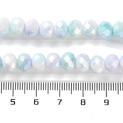 電気メッキガラスビーズセット  多面カット  ラウンド  淡いターコイズ  7.5~8x7.5~8mm  穴：1.2mm  約63~70個/連  15.35''（39センチメートル）&nbsp;LAMP-S068-02B