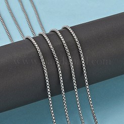 変色しない3.28フィート304ステンレススチールベネチアンチェーン  溶接されていない  ステンレス鋼色  2.5x2.5mm&nbsp;X-CHS-K001-37B