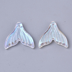 クリアガラスペンダント  ABカラーメッキ  マーメイドフィッシュテール  クリアAB  19x19.5x3.5mm  穴：1.2mm&nbsp;X-GLAA-S190-009A-A01