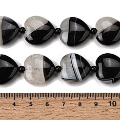 天然石瑪瑙ビーズ連売り  染め＆加熱  ハート  ブラック  19.5~20.5x20~21x7.5mm  穴：1.2mm  約19個/連  16.54''（42センチメートル）&nbsp;G-F820-Q01-01D