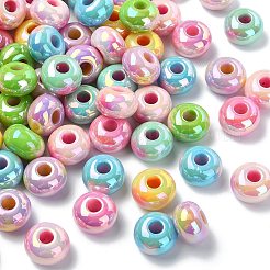 UVメッキアクリルビーズ  虹色の  ロンデル  ミックスカラー  13x9mm  穴：4mm&nbsp;OACR-CJC0007-11