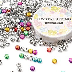 DIYジュエリー作成キット  1840個のフラットラウンドいアクリル文字a〜zビーズを含む  80個メッキアクリルビーズと弾性水晶糸  ミックスカラー  ビーズ：1920個/箱&nbsp;DIY-LS0003-62