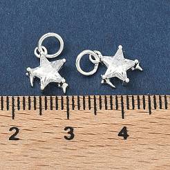 スターリングシルバーのパヴェクリアキュービックジルコニアスターチャーム925個  スタンプ925個付き  銀  9x7x3.5mm  丸カン：5x0.8ミリ  内径：3.2mm&nbsp;STER-H119-03S
