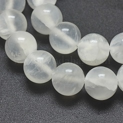 天然セレナイトビーズ連売り  ラウンド  10mm  穴：1.2mm  約40個/連  15.7インチ（40cm）&nbsp;G-G792-24D