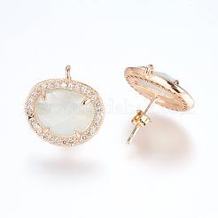 Brass Micro Pave Cubic Zirconia Stud Earring Findings&nbsp;ZIRC-G116-27-D02