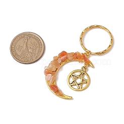 7Pcs 7 Styles Chakra Theme Moon & Star Alloy Gemstone Keychain&nbsp;KEYC-JKC00966