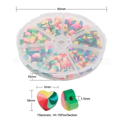 98~105個7色手作りポリマークレイビーズ  ジュエリー工芸用品のDIY用  ハート  カラフル  9~10x10~11x4~5mm  穴：1.2~2mm  14~15個/カラー&nbsp;CLAY-YW0001-49