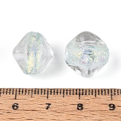手作りの箔ガラスビーズ連売り  双円錐形  アクアマリン  12~14.5x14.5~16x14.5~16mm  穴：1~1.4mm  約30個/連  15.16~15.55インチ（38.5~39.5cm）&nbsp;FOIL-N033-01D