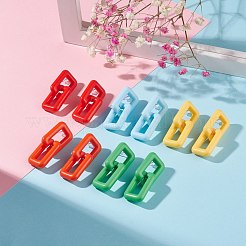 女性用アクリルダブルインターロック長方形ダングルスタッドピアス  ミックスカラー  46x20x6mm  ピン：0.7mm&nbsp;EJEW-JE04766