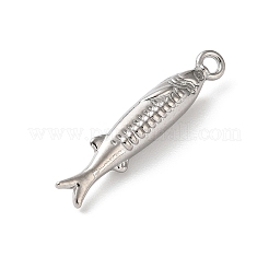 304ステンレスペンダント  魚  ステンレス鋼色  21x4x3.5mm  穴：1.4mm&nbsp;FIND-Z102-07P-01