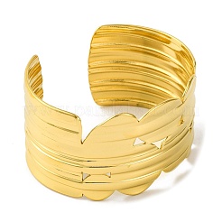 Ion Plating(IP) Grooved Wide 304 Stainless Steel Cuff Bangles for Women&nbsp;BJEW-B104-22G