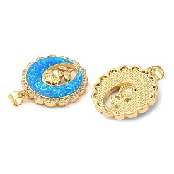 Rack Plating Brass Micro Pave Clear Cubic Zirconia Pendants&nbsp;KK-P268-10B-G