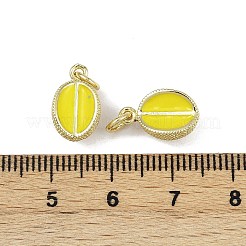 真鍮製エナメルペンダント  丸カン付き  フルーツチャーム  鉛フリー＆カドミウムフリー  長持ちメッキ  ラックめっき  18KGP本金メッキ  ドリアン  13.5x8.5x7mm  穴：3mm&nbsp;KK-H072-18G-08