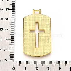 合金ラインストーンペンダント  四角形＆クロス  カドミウムフリー＆鉛フリー  ゴールドカラー  46.5x25x2.5mm  穴：2.8x4mm&nbsp;PALLOY-N182-12G