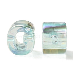 UVメッキレインボー虹色アクリルビーズ  ランダムな混合文字  淡いターコイズ  20~21x14~20.5x8.5~20.5mm  穴：3.5mm&nbsp;X1-OACR-C012-02H-1