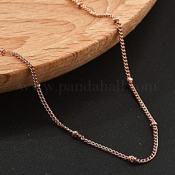 2MM Brass Satellite Chain Necklaces for Women&nbsp;NJEW-D302-49RG