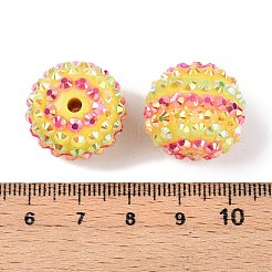 樹脂製ラインストーンビーズ  縞模様の丸い  DIYのジュエリーには  ビーズペンと工芸品  クリソライト  20x17.5mm  穴：2.7mm&nbsp;RESI-TAC0004-28F