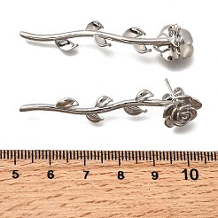 真鍮の花のスタッドピアス  ラックめっき  長持ちメッキ  カドミウムフリー＆鉛フリー  プラチナ  51x12.5mm&nbsp;EJEW-P322-06B-P