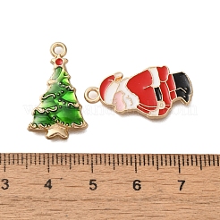 クリスマステーマ合金エナメルペンダント  ライトゴールド  混合図形  17~25.5x13~19x1.6~1.8mm  穴：1.6~1.8mm  9個/セット。&nbsp;FIND-M039-01A