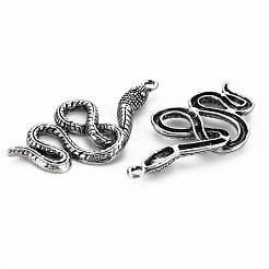 合金のチベット風チャーム  カドミウムフリー＆鉛フリー  ヘビ  アンティークシルバー  49x26x4.5mm  穴：2mm&nbsp;PALLOY-N173-003
