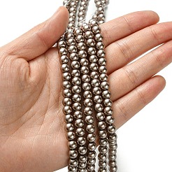 環境に優しい染色ガラスパールビーズ連売り  ラウンド  コットンコードねじ切り  キャメル  6mm  穴：1.2~1.5mm  約70個/連  15.7インチ&nbsp;HY-A008-6mm-RB111