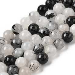 Natural Black Rutilated Quartz Beads Strands&nbsp;G-D295-6mm