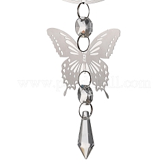 Butterfly 201 Stainless Steel 3D Wind Spinner with Glass Pendant&nbsp;HJEW-E011-01P-01