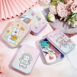 4種類のスタイルのブリキ製収納ボックス4個  アクセサリー箱  DIYキャンドル用  乾燥貯蔵  スパイス  お茶  キャンディ  パーティーの好意  混合模様の長方形  ミックスカラー  9.5x6.9x2.55cm  インナーサイズ：8.8x6.15センチメートル  1個/スタイル&nbsp;CON-CN0001-02