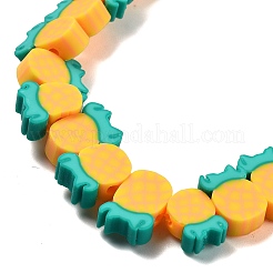 手作り樹脂粘土ビーズ連売り  パイナップルスライス  ゴールド  9~11.5x6.5~9〜X 4~4.5mm  穴：1.4mm  約38個/連  11.02インチ〜12.80インチ（28~32.5cm）&nbsp;CLAY-R069-01P-01