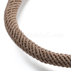 コットンコードブレスレット  真鍮のパーツと  ゴールドカラー  淡い茶色  8-1/2インチ（21.5cm）〜9インチ（23cm）&nbsp;BJEW-F360-B02