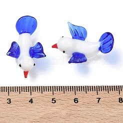 手作りのランプワークの鳥のディスプレイ装飾  ホームデスクトップ装飾用  ブルー  28~28.5x17~21x13.5~14.5mm&nbsp;LAMP-F043-05