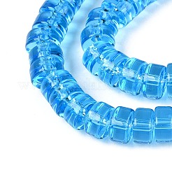 透明ガラスビーズ連売り  フラットラウンド  ドジャーブルー  6~6.5x3~3.5mm  穴：0.8~1mm  約112~120個/連  14.57~15.16''（37~38.5センチメートル）&nbsp;GLAA-N026-3x6mm-T10