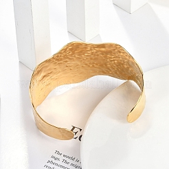 304 Stainless Steel Textured  Open Cuff Bangles for Women&nbsp;BJEW-R008-03G