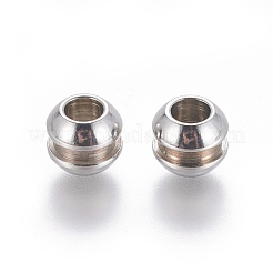 変色しにくい202ステンレススチールビーズ  ステンレス鋼色  8x7mm  穴：4mm&nbsp;STAS-E464-19P