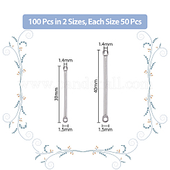 100個 2スタイル 304ステンレススチールコネクタチャーム  棒状のリンク  ステンレス鋼色  30~40x2.5x1.5mm  穴：1.4mm  50個/スタイル&nbsp;STAS-DC0013-82